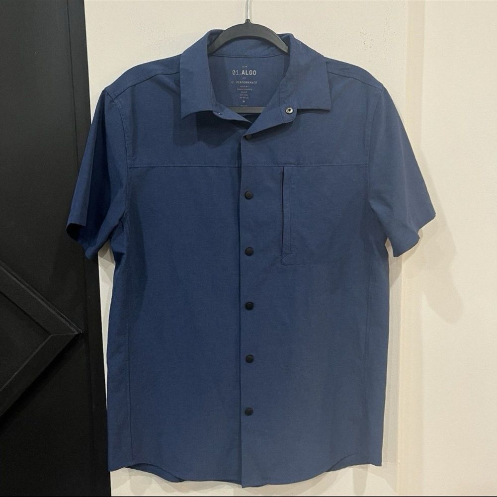 Mens 0.1 Algo Performance Shirt Polo Moisture Wicking SPF 40 Medium Blue